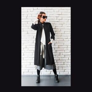Metamorphoza Black Oversized Maxi Long Coat with Collar NWOT